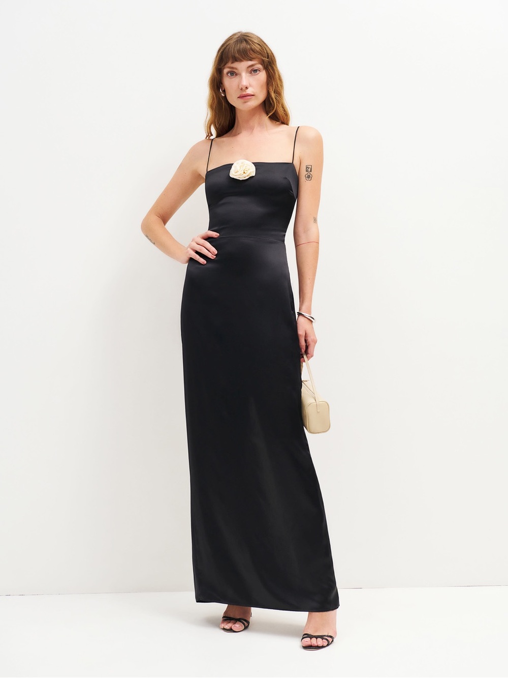 Reformation 100% Silk Black Maxi Dress Size 8